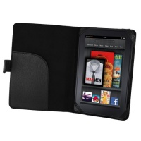 Amazon Kindle Fire Tablet PU Leather Case Cover Executive Folio Journal Book with Pocket (Black)