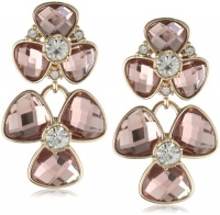 Anne Klein Garden Party Gold-Tone Blush Colored Double Floral Drop Earrings