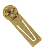 Keep the faith and your place with this symbolic bookmark by Vatican. Gold tone mixed metal setting features a beautifully engraved Sistine cross with a square-cut red crystal at center. Approximate length: 3 inches.