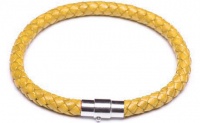 Yellow Braided Leather Cord Bracelet, 6 Millimeters in Width, Choose Your Length