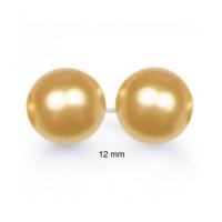 Bling Jewelry Tahitian Style Sea Shell Golden Pearl Ball Stud Earrings Size 12mm