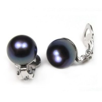 Bling Jewelry Sterling Silver Genuine Black Peacock Freshwater Pearl Clip On Earrings