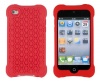 Red Textured Silicone Grip Case for Apple iPod Touch 4, 4G (4th Generation) - Includes 24/7 Cases Microfiber Cleaning Cloth [Retail Packaging by DandyCase]