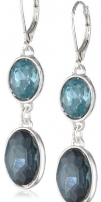 Anne Klein Color Social Scene Silver-Tone Aqua Double Drop Earrings