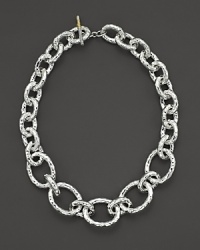 From the Silver collection, chain link necklace in a hammered texture. Designed by Ippolita.