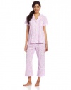 Dearfoams Women's  Short Sleeve Notch Collar Pajama Set