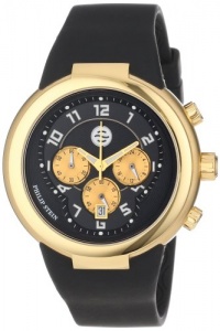 Philip Stein Unisex 32-AGB-RBB Active Gold and Black Chronograph Rubber Strap Watch