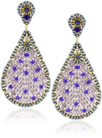 Miguel Ases Blue Quartz and Swarovski Tear Drop Earrings