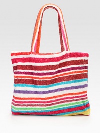 Bright stripes on soft, durable cotton terry make a perfect tote for the beach, the park or a trip to paradise.Double shoulder strapsInside open pocketsCotton18W X 15H X 4DMachine washMade in USA