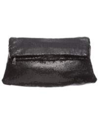 Steal center stage with this high-shine design from BCBGMAXAZRIA. All-over metal mesh covers this fold-over clutch for the perfect amount of glam.