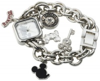 Disney Women's MK2057 Mickey Mouse Silver Sunray Dial Charm Bracelet Watch