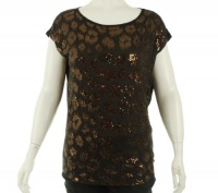 Michael Kors Sequin Front Shirt Chocolate M