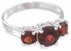 Sterling Silver 3-Stone Garnet Ring