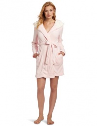 Dearfoams Women's Sherpa Lined Hooded Solid Robe