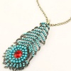 CLASSIC Designer PEACOCK FEATHER Necklace - Pendant w/ Chain Collar Colgante de Pluma de Pavo Real