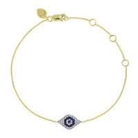 Meira T 14K Yellow Gold Blue Sapphire & Diamond Evil Eye Bracelet