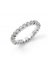 THE LOOKProng eternity design .48 tcw diamond accents14k white gold settingTHE MEASUREMENTWidth, about .125ORIGINImported