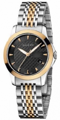 Gucci Men's YA126410 Gucci timeless Steel and Pink PVD Black Dial Watch