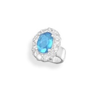 Blue Glass Ring Charm Bead