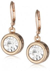 T Tahari Rose Gold-Tone and Crystal Drop Earrings