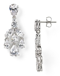 A dramatic crystal cascade illuminates this pair of Nadri chandelier earrings, which flaunts an elegant allure, set off by rhodium plated metal.