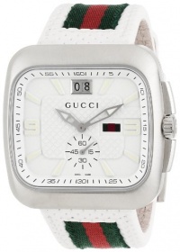 Gucci Men's YA131303 Gucci Coupé White Leather Strap Watch