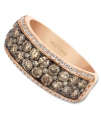 Two glittering rows of glamour. Le Vian's stunning band ring features round-cut chocolate diamonds (1-1/6 ct. t.w.) and white diamonds (1/3 ct. t.w.). Set in 14k rose gold. Size 7.