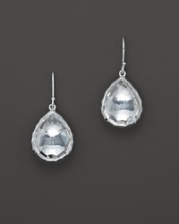 From the Silver collection, single teardrop earrings with faceted clear quartz crystals. Designed by Ippolita.