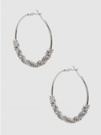 GUESS Crystal Hoop Earrings, SILVER