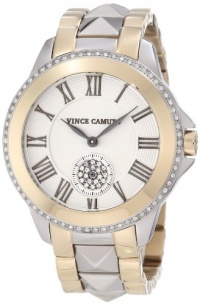 Vince Camuto Women's VC/5049SVTT Two-Tone Round Swarovski Crystal Accented Two-Tone Bracelet Watch