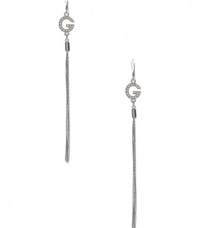 G by GUESS G Long and Lean Linear Earrings, SILVER