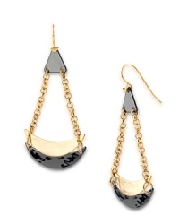 Robert Lee Morris Soho is known for its for high-impact, sculptural jewelry, and this pair of geometric, half-moon drop earrings encapsulates the look, crafted of a mix of plated metals.