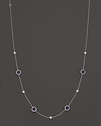 Amethyst and faceted diamonds add gorgeous sparkle to a slim sterling silver necklace. From the Silver Rain collection by Ippolita.