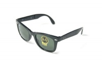 New Ray Ban RB4105 601 Wayfarer Folding 50/20/140mm Black/Crystal Green sunglasses