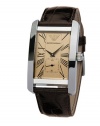 Emporio Armani Men's AR0154 Classic Brown Leather Beige Roman Numeral Dial Watch