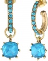 Betsey Johnson Iconic Stone Blue Gem Hoop Earrings