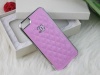 Designer Inspired Luxury Fashion Faux Leather Case with Silver Frame for iPhone 5 and Samsung Galaxy S3 (iPhone 5, Pink)