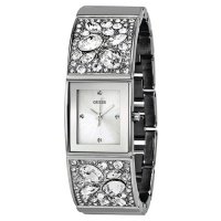 GUESS Women's U0002L1 Bejeweled Bracelet Silver-Tone Watch