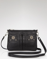 Two shiny turnlocks add gleaming glamour to this luxurious leather crossbody from MARC BY MARC JACOBS.