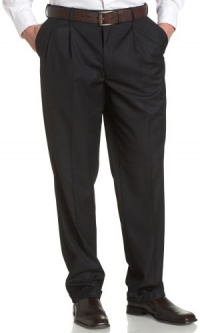 Louis Raphael ROSSO Men's Poly Viscose Super 150S Luxe Twill Hidden Extension Pleated Dress Pant,Dark Navy,36x32