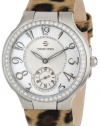 Philip Stein Women's 42D-FMOP-LLBR Round Diamond Mother-Of-Pearl Leopard Print Patent Strap Watch