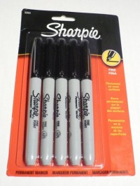 Sharpie Permanent Marker, Fine Point, Black, Pack of 5