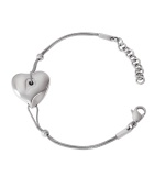 Steal hearts with this romantic style! Breil's trendy bracelet design features a polished stainless steel setting and heart charm accent. Approximate length: 7 inches.