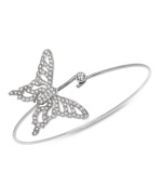 Flights of fancy. Exquisitely crafted in clear Swarovski crystal pavé, this Nightingale Bangle makes for effortless style inspired by nature. Crafted in silver tone mixed metal. Approximate diameter: 2-1/2 inches.