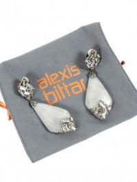 Alexis Bittar Jewelry - Teatro Moderne Rhodium Gem Adorned Shield Clear Earrings