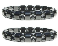 Set Of 2 Men's/Women's Hematite Metal Magnetic Therapy Bracelets S15C3