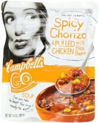 Campbell's Go Soup, Spicy Chorizo & Pulled Chicken with Black Beans, 14-Ounce Microwavable Pouch