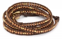 Chan Luu Swarovski Pearls and Gold Vermeil Nuggets on Leather Bracelet