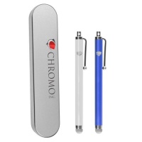 Chromo Inc.® Mesh Stylus Gift Set 2 Mesh Stylus in Chrome Gift Box - Extreme-Durable Pro Series - 1 Light Blue & 1 White Mesh Stylus