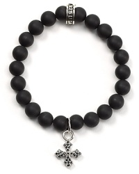 The sparkle of pavé meets mysterious matte onyx on this California-cool bracelet from Queen Baby.